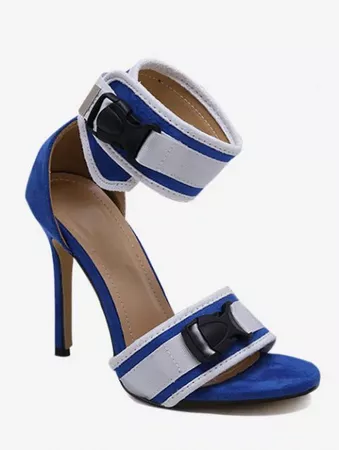 2019 Contrast Color Buckle High Heel Sandals In DODGER BLUE EU 39 | DressLily.com