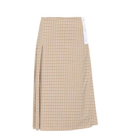 Checked stretch wool skirt
