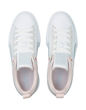 Puma Mayze platform sneakers in white and pink | ASOS