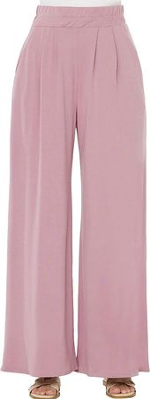 noflik Women's Elastic High Waisted Wide Leg Palazzo Pants with Pockets at Amazon Women’s Clothing store