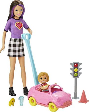 Amazon.com: Barbie Skipper Babysitters Inc. Accessories Set with Small Toddler Doll & Toy Car, Plus Traffic Light, Cone, Cup & Lion Toy, Gift for 3 to 7 Year Olds , White : Toys & Games