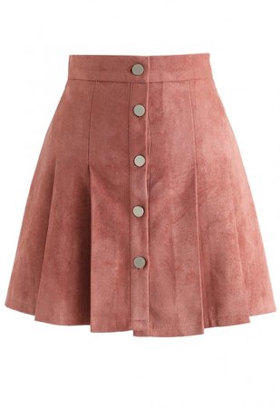 Catch Your Eyes Faux Suede Pleated Skirt in Pink - Retro, Indie and Unique Fashion