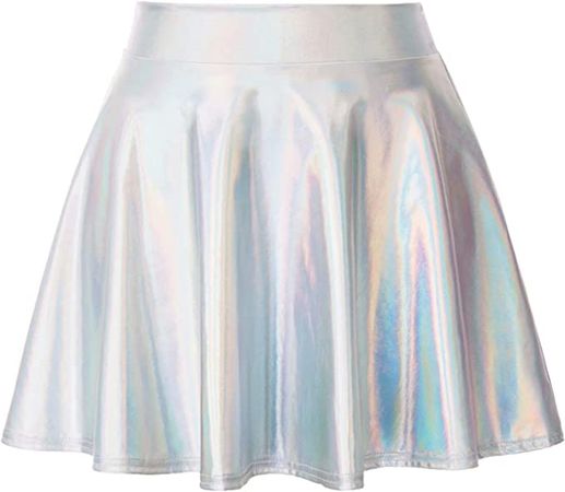 Amazon.com: Kate Kasin Women's Shiny Metallic Skater Skirt Fashion Flared Mini Skirt Silver Small : Clothing, Shoes & Jewelry