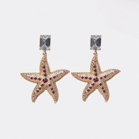 Gold starfish drop earring | River Island