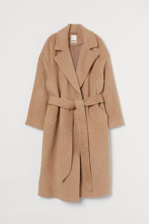 Пальто из смесовой шерсти - Бежевый - Женщины | H&M RU