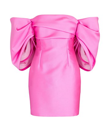 Solace London Elina Off-The-Shoulder Satin-Twill Mini Dress | INTERMIX®