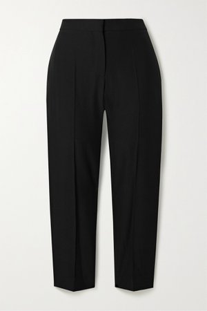 Black Cropped woven straight-leg pants | Alexander McQueen | NET-A-PORTER