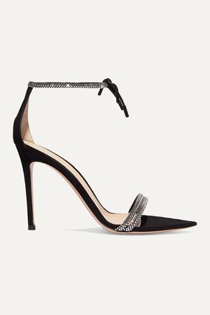 Black Camnero 105 crystal-embellished suede sandals | Gianvito Rossi | NET-A-PORTER