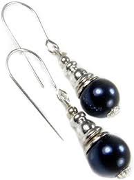 dark blue pearl earrings