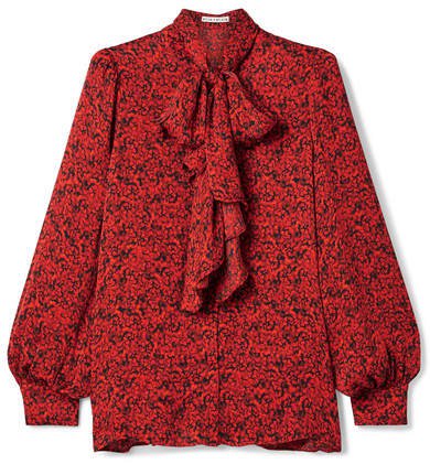 Alice Olivia - Tammy Pussy-bow Printed Crepe Blouse - Red