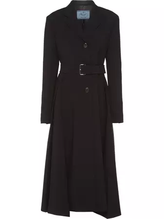 Shop Prada belted mid-length coat with Express Delivery - FARFETCH