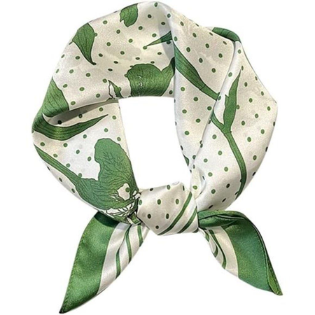 Green and White Printed Head Scarf