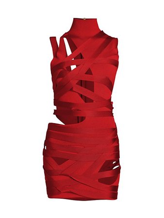 Shop Balmain Sleeveless Cut-Out Bandage Minidress | Saks Fifth Avenue