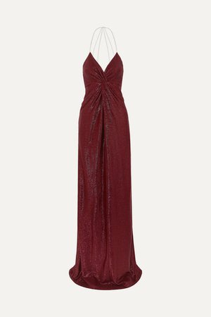 Michelle Mason | Twist-front crystal-embellished Lurex gown | NET-A-PORTER.COM