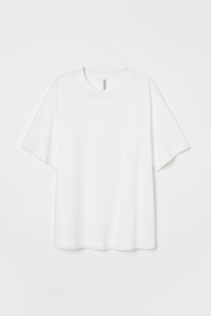 Wide-cut Cotton T-shirt - White - Ladies | H&M US