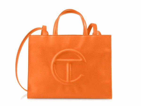 telfar shopping bag in orange