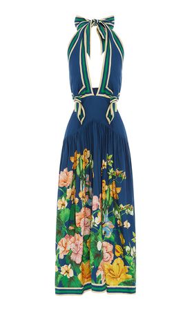 Lyla Linen-Silk Halter Midi Dress By Alémais | Moda Operandi