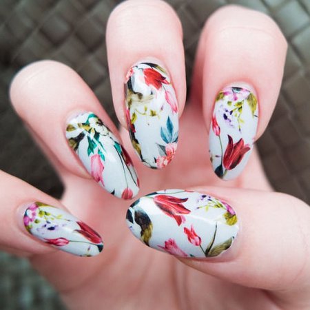 white floral nail art - Google Search
