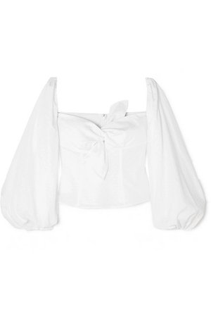 Attico | Knotted cotton-jacquard blouse | NET-A-PORTER.COM