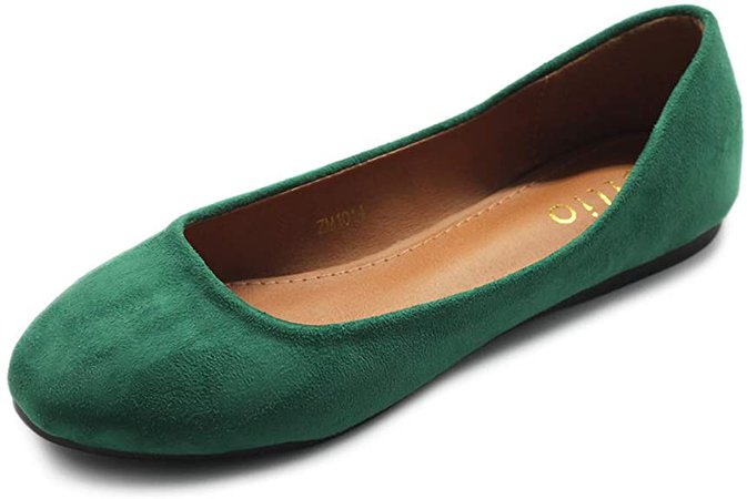 Amazon.com | Ollio Womens Shoe Ballet Light Faux Suede Low Heels Flat | Flats