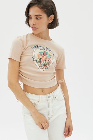 Cherub Heart Ruched Tee | Urban Outfitters