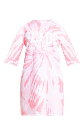 ACDC Pink Tie Dye T Shirt Dress | PrettyLittleThing USA