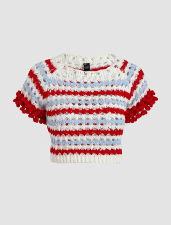 Red White and Blue Knit Top