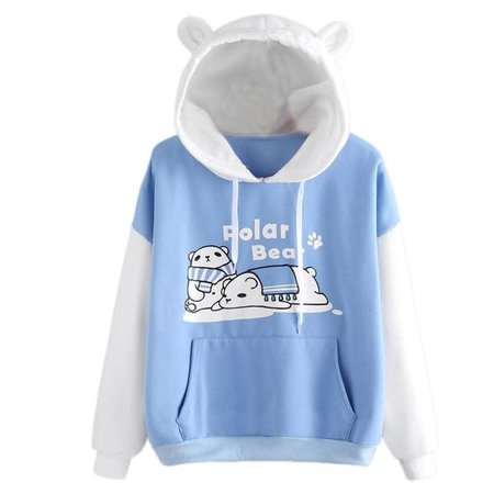 Polar Bear Hoodie Hooded Sweatshirt Kawaii Cute Baby | Kawaii Babe