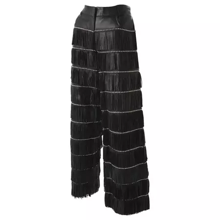 Gianni Versace Black Fringe Leather Pants, Fall/Winter 1992. For Sale at 1stDibs
