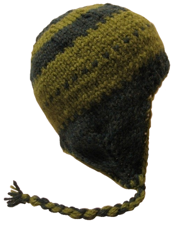 green knit hat with ear flaps