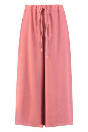 Linen Look Wide Leg Culottes | Boohoo pink