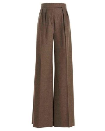 Max Mara Wool High Waist Wide-leg Pants in Brown