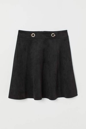 Short Faux Suede Skirt - Black