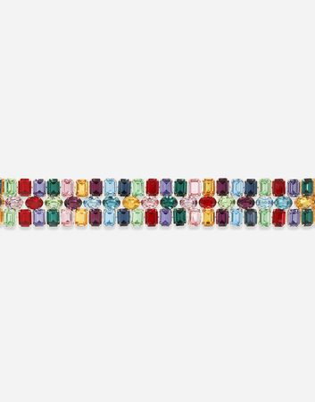 Belt with multi-colored rhinestones in Multicolor for Women | Dolce&Gabbana®