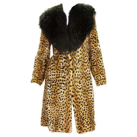 New Versace Fur Mink Leopard Print Coat It. 38 For Sale at 1stdibs