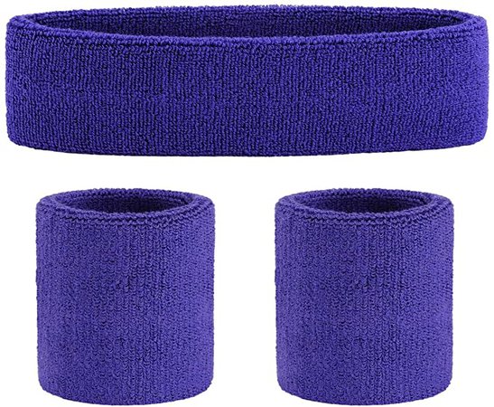 Amazon.com: ONUPGO Purple Sweatband Set Sports Headband Wrist Striped Sweatbands Terry Cloth Wristband Athletic Exercise Basketball Wrist Sweatband and Headbands Moisture Wicking Sweat Absorbing Head Band: Clothing