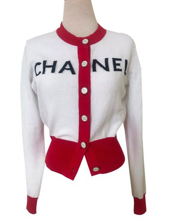 Chanel, Chanel 2019 Red White Cardigan