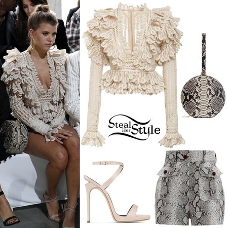 Sofia Richie: Lace V-Neck Top, Snake Shorts | Steal Her Style