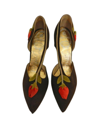 black red rose heels vintage shoes