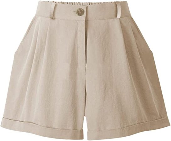 Summer Women's High Waist Elastic Loose Shorts Wide Leg Shorts Women's Casual Cotton Shorts | Amazon.com