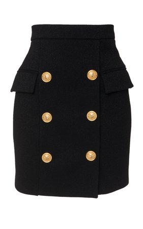 High Waist Button Crepe Skirt by Balmain | Moda Operandi