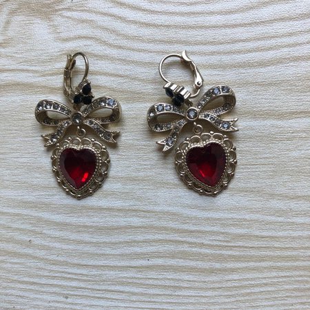 Google Image Result for https://img-static.tradesy.com/item/25717412/dolce-and-gabbana-red-gold-heart-crystal-bow-earrings-0-0-960-960.jpg