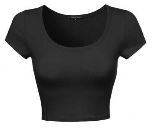 fashion outfit crop tee t t-shirt black scoop neck short sleeve