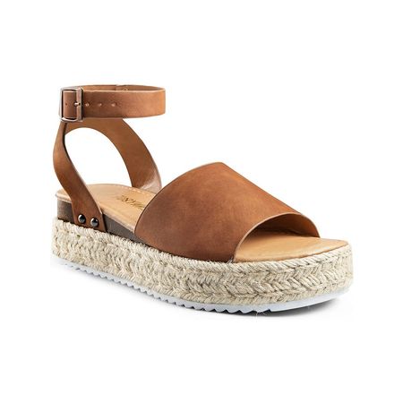 Mysoft Women Platform Sandals Ankle Strap Open Toe Wedge Sandals Brown Size 8 - Walmart.com