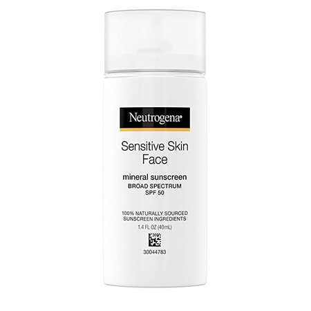 Amazon.com: Neutrogena Face Sunscreen for Sensitive Skin from Naturally Sourced Ingredients with Zinc Oxide, Broad Spectrum SPF 50, 1.4 fl. Oz: Beauty