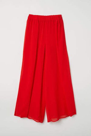 Wide-leg Pants with Slits - Red