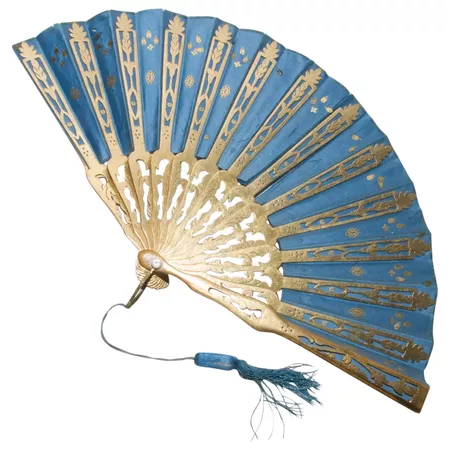 Bright Blue Silk Fan