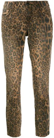 cropped leopard print jeans