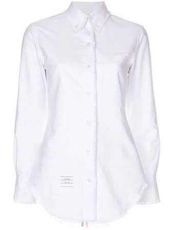 Thom Browne Center-Back Stripe Frayed Oxford Shirt $670 - Buy Online - Mobile Friendly, Fast Delivery, Price