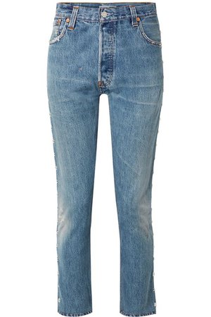 RE/DONE | + Levi's distressed studded high-rise skinny jeans | NET-A-PORTER.COM